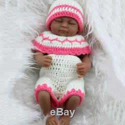 10''Cute Reborn African American Baby Black Baby Doll Lifelike Sleeping Girl Toy
