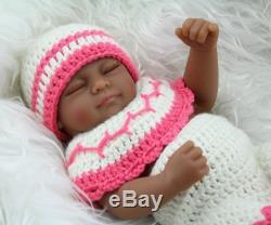 10''Cute Reborn African American Baby Black Baby Doll Lifelike Sleeping Girl Toy