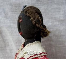 12 Antique Vintage Black Americana African American Cloth Rag Type Doll
