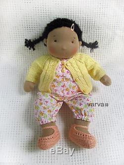 14(36 cm) Waldorf Doll Baby Girl. African American Dark Skinned doll