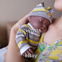 16'' 2kg Silicone African American Black Reborn Baby Doll Boy Lifelike Infant