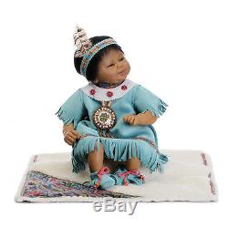 17'' African American Indian Baby Doll Black Silicone Vinyl Reborn Newborn Dolls