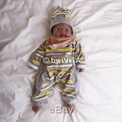 18'' 3.8kg African American Baby Doll Black Boy Full Silicone Body Reborn Baby