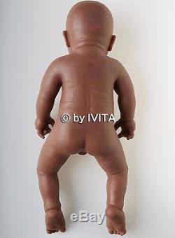 18'' 3.8kg African American Baby Doll Black Boy Full Silicone Body Reborn Baby