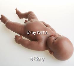 18'' 3.8kg African American Full Body Soft Solid Silicone Reborn Doll Baby Boy