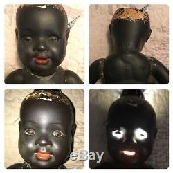 18 Antique German Bisque Head Black Doll K&W 134! Flirty Eyes