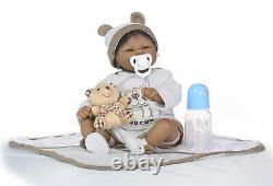 18 Newborn Boy Dolls African Black Reborn Baby Dolls Soft Body Realistic Touch