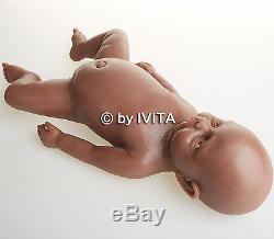 18'' Reborn African American Doll Baby Girl Black Full Body Silicone