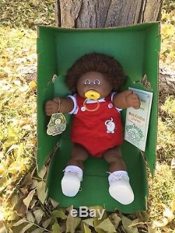 1983 Cabbage Patch African American Pacifier Fuzzy Glenn Fitz w Box CPK Clothes