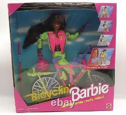 1990 12 Mattel African American Bicyclin' Barbie Pedals Herself Doll 11817