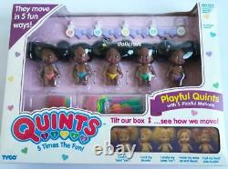 1990 NRFB Vintage AA TYCO PLAYFUL QUINTS African American Dolls 5 Motions 1558