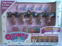 1990 NRFB Vintage AA TYCO PLAYFUL QUINTS African American Dolls 5 Motions 1558