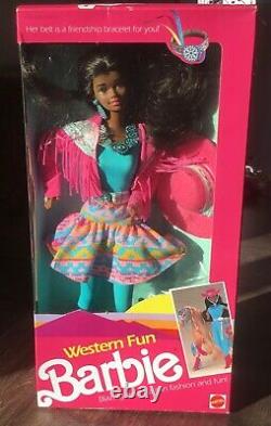 1990 SUPER RARE NEW IN BOX AFRICAN AMERICAN Western Fun Suncharm Barbie Doll