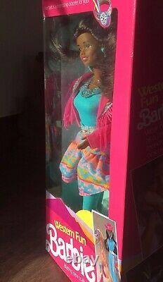 1990 SUPER RARE NEW IN BOX AFRICAN AMERICAN Western Fun Suncharm Barbie Doll