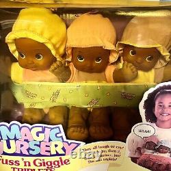 1993 Mattel Magic Nursery Fuss N Giggle Triplets Dolls African American Nrfb