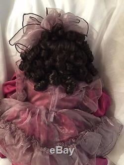 1ST IMPRESSIONS PORCELAIN DOLL 21 INCH African American BEAUTIFUL Dress
