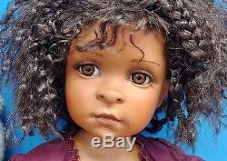 2003 Pamela Erff Porcelain Sitting African American Doll Bear Hugs LE200