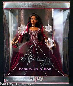 2004 Holiday Barbie Doll African American AA Collector Red Burgundy Gown VG