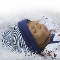 20''Handmade African American Baby Doll Black Silicone Sleep Reborn Newborn Doll