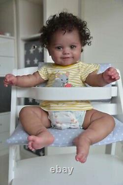 20inch Reborn Baby Girl Maddie Black Skin African American Baby Hand Rooted Hair