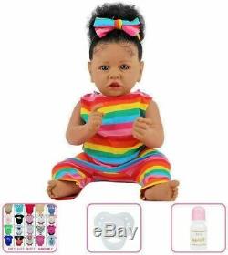 22.8 Realistic Reborn Silicone Vinyl African American Girl Doll with Rooted Hair