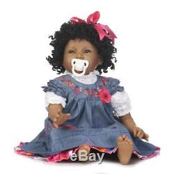 22 African American Baby Doll Black Girl Silicone Body Reborn Baby Alive Dolls