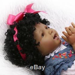 22 African American Baby Doll Black Girl Silicone Body Reborn Baby Alive Dolls