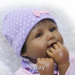 22 African American Ethnic Doll Realistic Reborn Baby Girl Lifelike Black Hair