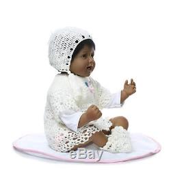 22 African American Reborn Baby Silicone Vinyl Realistic Toy Soft Cotton Body