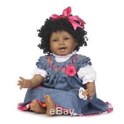 22'' Bebe Reborn Baby Dolls Soft Silicone Vinyl Lifelike African American Dolls