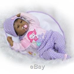 22 Black African American Silicone Vinyl Reborn Baby Doll+clothes+Pacifier
