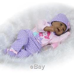 22 Black African American Silicone Vinyl Reborn Baby Doll+clothes+Pacifier
