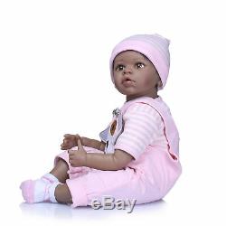 22 Black Reborn Baby Doll Biracial African American Toddler Pink Dress and Bear
