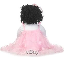 22 Cloth Body Reborn Baby Girl Doll Black African American Silicone Vinyl Dolls
