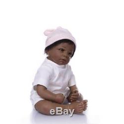 22'' Cute Biracial Reborn Baby Dolls Lifelike African American Baby Girl Doll