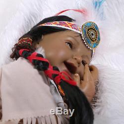 22''Handmade African American Baby Doll Black Silicone Vinyl Reborn Newborn Doll