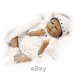 22''Handmade Cute African American Doll Silicone Vinyl Reborn Newborn Black Doll