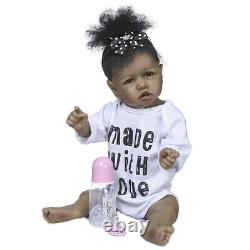 22 Newborn Doll African American Baby Girl Silicone Full Body Reborn Baby Dolls