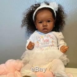 22 Reborn Doll Diaz Reborn Baby Girl Handmade Vinyl Silicone African Doll