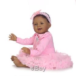 22 Reborn Dolls Soft Body Newborn Girl Blac African American Baby Doll Newborn