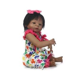 23 Black Cute Newborn Baby Silicone Full Body Reborn Doll African American Girl