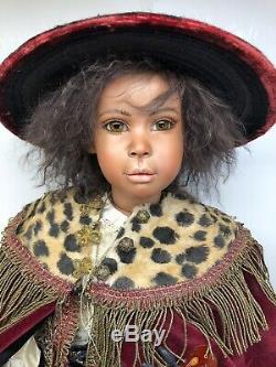 23 OOAK Sylvia Weser Artist Doll Porcelain African American Boy With Mandolin