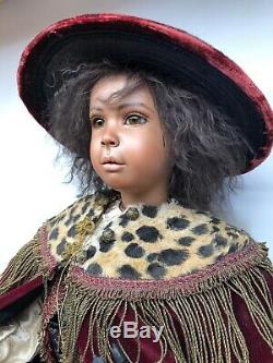 23 OOAK Sylvia Weser Artist Doll Porcelain African American Boy With Mandolin