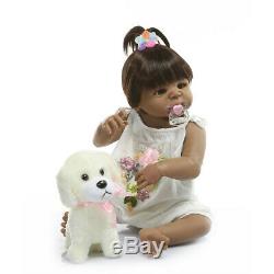 23in Black Reborn Baby Dolls Silicone Full Body African American Reborn Toddler
