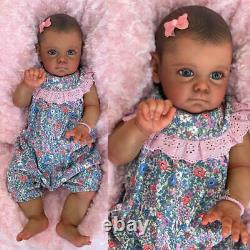 24 3D Black Skin Reborn Baby Doll Real Soft Vinyl Silicone Dolls Toddler Gifts