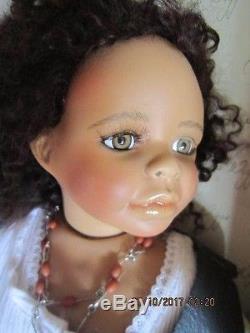 24 Kaye Wiggs Molly African American porcelain doll withstand Mint in Box 1996