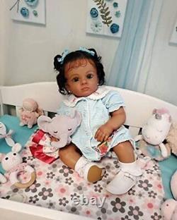 24 Lifelike African American Reborn Toddler Doll, Cute Blue-24inch Girl