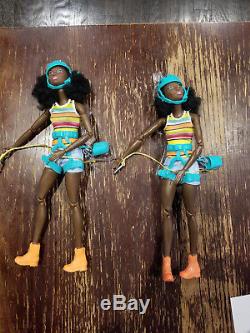 (2) Loose Made To Move Barbie Camping Fun AA African American Hiker Walmart New