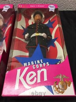 3 Barbie 1 Ken Military Marine Corps Army And Air Force 1990's Stars n Stripes