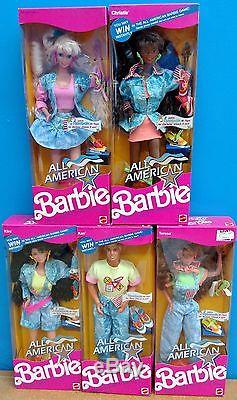 5 NEW 1990 All American Barbie-Kira-Ken-Teresa-African American Christie Dolls